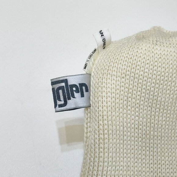 Snuggler Knit Beanie Hat PomPom Cream Stripe Wool Acrylic Blend Unisex 1990s VTG - Picture 4 of 7